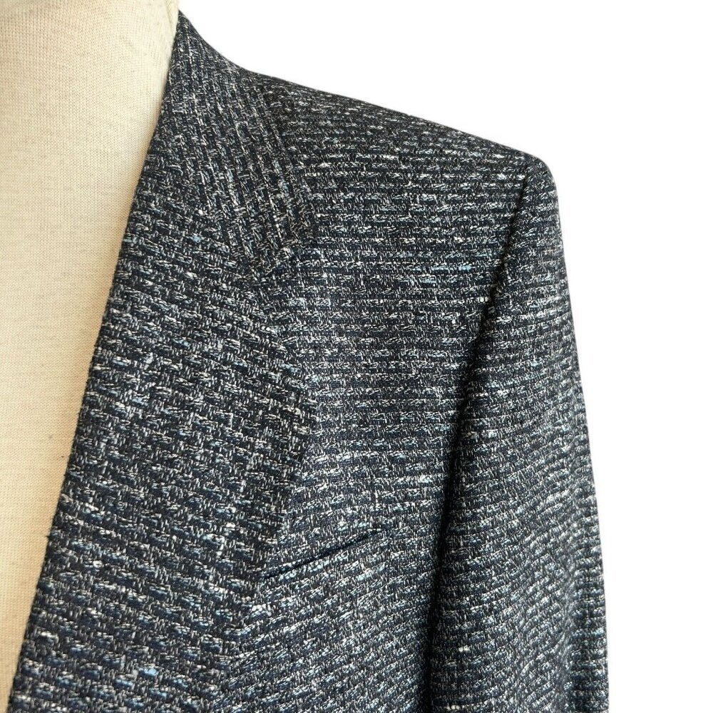 Le Baron Blue Tweed Euro No Vent Sport Coat Blazer Size 40R